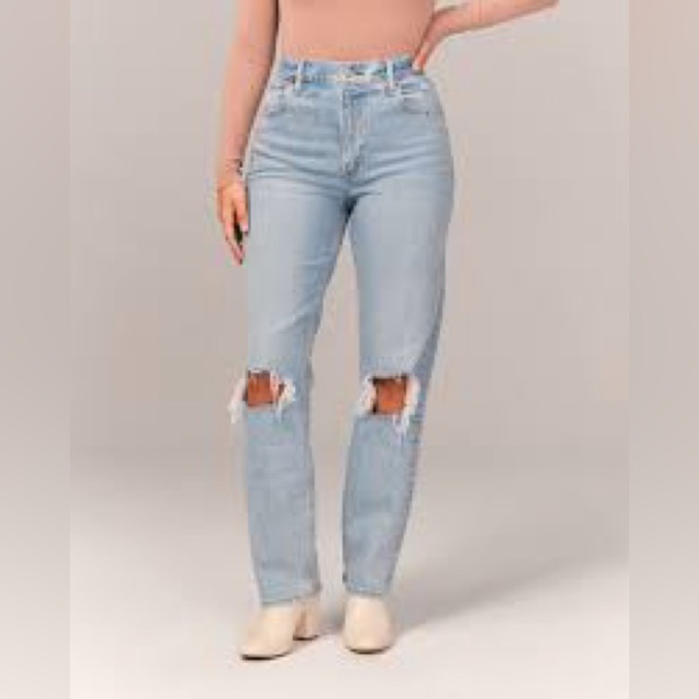 Abercrombie & Fitch 90s Straight Ultra High Rise light blue women’s size 18